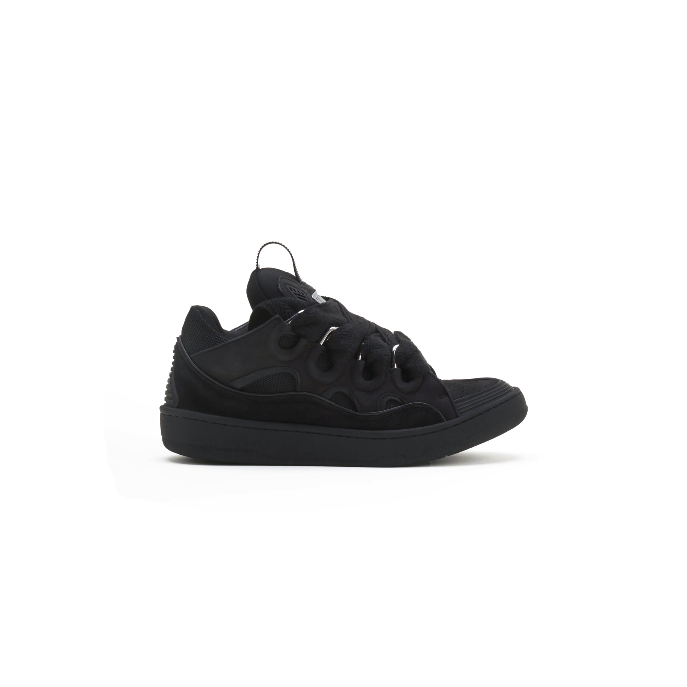 LANVIN BLACK LEATHER CURB SNEAKERS FU-SKDK12-DRAG-P25101035